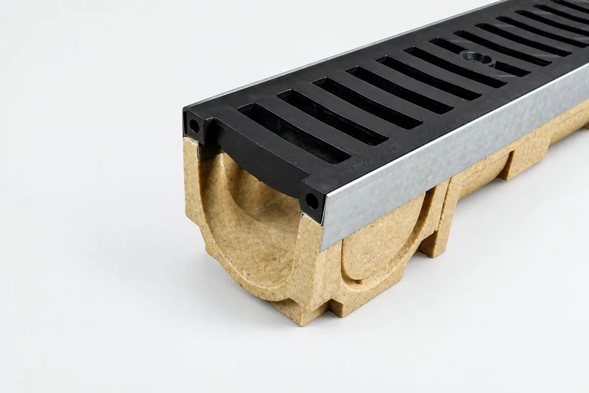 Odwodnienie z szyną  ST-100 wys.9,8cm z Kratką Plastikową BP-125 