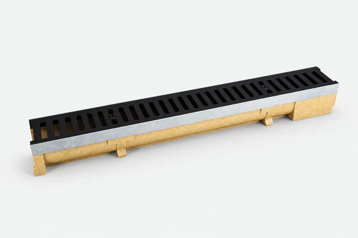 Odwodnienie z szyną  ST-100 wys.9,8cm z Kratką Plastikową BP-125 